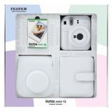 Instax Mini 12 Beyaz 10'lu Film Kare Albüm Deri Kılıf Bundle Box ve Fotoğraf Makinesi
