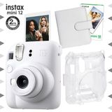 Instax Mini 12 Beyaz 10'lu Film Kare Albüm Şeffaf Kılıf ve Fotoğraf Makinesi Seti