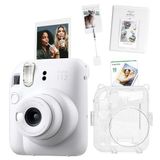 Instax Mini 12 Beyaz 10'lu Film Kıskaçlı Stand PVC Albüm Simli Pleksi Kılıf ve Fotoğraf Makinesi Seti