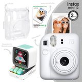 Instax Mini 12 Beyaz 10'lu Film Şeffaf Kılıf Divoom Ditoo Pro Beyaz Uyarlanabilir Piksel Ekranlı Bluetooth Hoparlör ve Fotoğraf Makinesi