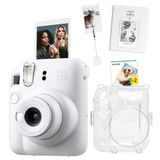 Instax Mini 12 Beyaz 20'li Film Kıskaçlı Stand PVC Albüm Simli Pleksi Kılıf ve Fotoğraf Makinesi Seti