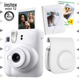 Instax Mini 12 Beyaz 20'lu Film Mini Albüm Deri Kılıf ve Fotoğraf Makinesi Seti