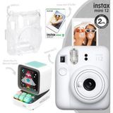 Instax mini 12 Beyaz Fotoğraf Makinesi-10'lu Film-Şeffaf Kılıf ve Divoom Ditoo Pro Beyaz Uyarlanabil