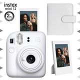 Instax Mini 12 Beyaz Fotoğraf Makinesi Çerçeve ve 64'lü Kare Albüm Seti