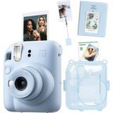 Instax Mini 12 Fotoğraf Makinesi-10'lu Film-Kıskaçlı Stand-Pvc Albüm ve Simli Pleksi Kılıf Seti (Mav - Çok Renkli