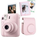 Instax Mini 12 Fotoğraf Makinesi-10'lu Film-Mini Albüm ve Deri Kılıf Seti (Pembe) - Çok Renkli