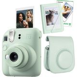 Instax Mini 12 Fotoğraf Makinesi-10'lu Film-Mini Albüm ve Deri Kılıf Seti (Yeşil) - Çok Renkli
