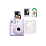 Instax Mini 12 Fotoğraf Makinesi-10'lu Film-Şeffaf Pleksi Kılıf ve Fotoğraf Çerçevesi Seti 2 Mor