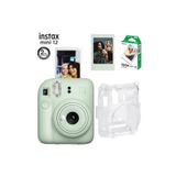 Instax Mini 12 Fotoğraf Makinesi-10'lu Film-Şeffaf Pleksi Kılıf ve Fotoğraf Çerçevesi Seti 2 Yeşil