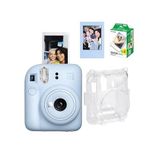 Instax Mini 12 Fotoğraf Makinesi-20li Film-Şeffaf Pleksi Kılıf ve Fotoğraf Çerçevesi Seti 1 Mavi