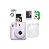 Instax Mini 12 Fotoğraf Makinesi-20li Film-Şeffaf Pleksi Kılıf ve Fotoğraf Çerçevesi Seti 1 Mor