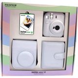 Instax Mini 12 Fotoğraf Makinesi Askı Pil Çanta 10’lu Film Albüm Bundle Box - Beyaz