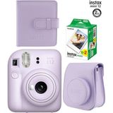 Instax Mini 12 Fotoğraf Makinesi ve 20'li Film Albümlü Çantalı Hediye Seti 88 - Mor