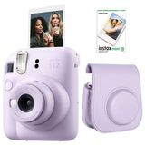 Instax Mini 12 Lila 10'lu Film Deri Çantalı ve Fotoğraf Makinesi Seti
