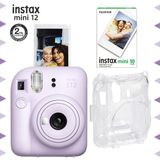 Instax Mini 12 Lila 10'lu Film Şeffaf Kılıf ve Fotoğraf Makinesi Seti
