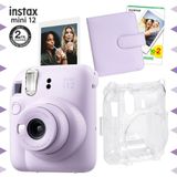 Instax Mini 12 Lila 20'lu Film Kare Albüm Şeffaf Kılıf ve Fotoğraf Makinesi Seti