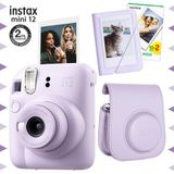 Instax Mini 12 Lila 20'lu Film Mini Albüm Deri Kılıf ve Fotoğraf Makinesi Seti