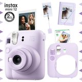 Instax mini 12 Lila Fotoğraf Makinesi-10'lu Film-Kıskaçlı Stand-Mini Albüm ve Silikon Kılıf Seti