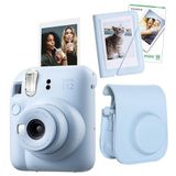 Instax mini 12 Lila Fotoğraf Makinesi-10'lu Film-Mini Albüm ve Deri Kılıf Seti (Mavi)