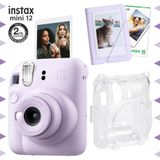 Instax Mini 12 Lila Fotoğraf Makinesi 10'lu Film Mini Albüm ve Şeffaf Kılıf Seti