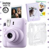 Instax Mini 12 Lila Fotoğraf Makinesi 20'li Film Mini Albüm ve Şeffaf Kılıf Seti
