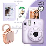 Instax Mini 12 Lila Fotoğraf Makinesi 28'li Albüm 10'lu Film ve Divoom Lovelock Bluetooth Hoparlör S