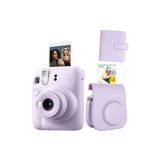 Instax mini 12 Lila Fotoğraf Makinesi Deri Çanta Albüm ve 20'li Film Hediye Seti-FOTSI00199-ST4-20-DK-KA