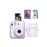 Instax mini 12 Lila Fotoğraf Makinesi Simli Pleksi Kılıf Çerçeve ve 10'lu Film Hediye Seti-FOTSI00199-ST4-10-PK-C