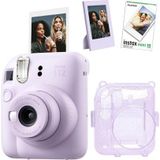 Instax mini 12 Lila Fotoğraf Makinesi Simli Pleksi Kılıf Çerçeve ve 10'lu Film Hediye Seti-FOTSI0019