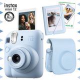 Instax Mini 12 Mavi 10'lu Film Mini Albüm Deri Kılıf ve Fotoğraf Makinesi Seti