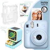 Instax Mini 12 Mavi 10'lu Film Şeffaf Kılıf Divoom Ditoo Pro Mavi Uyarlanabilir Piksel Ekranlı Bluetooth Hoparlör ve Fotoğraf Makinesi