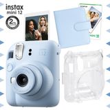 Instax Mini 12 Mavi Fotoğraf Makinesi 10'lu Film Kare Albüm ve Şeffaf Kılıf Seti