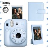 Instax Mini 12 Mavi Fotoğraf Makinesi Çerçeve ve 64'lü Kare Albüm Seti