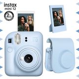 Instax Mini 12 Mavi Fotoğraf Makinesi Çerçeve ve Deri Kılıf Seti