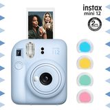 Instax Mini 12 Mavi Fotoğraf Makinesi ve 4'lü Renkli Lens Seti