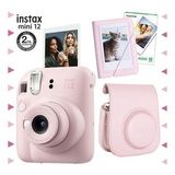 Instax Mini 12 Pembe 10'lu Film Mini Albüm Deri Kılıf ve Fotoğraf Makinesi Seti