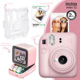 Instax Mini 12 Pembe 10'lu Film Şeffaf Kılıf Divoom Ditoo Pro Pembe Uyarlanabilir Piksel Ekranlı Bluetooth Hoparlör ve Fotoğraf Makinesi