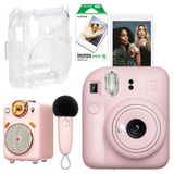 Instax Mini 12 Pembe 10'lu Film Şeffaf Kılıf Divoom Fairy-OK Pembe Karaoke Mikrofonlu FM Radyolu Bluetooth Hoparlör ve Fotoğraf Makinesi