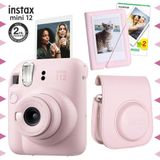 Instax Mini 12 Pembe 20'lu Film Mini Albüm Deri Kılıf ve Fotoğraf Makinesi Seti