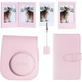 Instax Mini 12 Pembe Deri Kılıf Laporta Deri Albüm ve Fotoğraf Çerçeveleri Aksesuar Seti