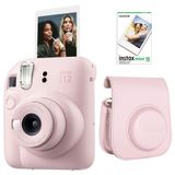 Instax Mini 12 Pembe Fotoğraf Makinesi 10'lu Film ve Deri Çantalı Seti