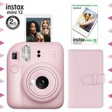 Instax Mini 12 Pembe Fotoğraf Makinesi 10'lu Film ve Laporta Albüm Seti