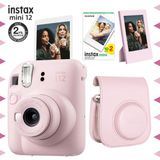 Instax Mini 12 Pembe Fotoğraf Makinesi 20'li Film Çerçeve ve Deri Kılıf Seti