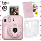 Instax Mini 12 Pembe Fotoğraf Makinesi 20'li Film Laporta Albüm ve Şeffaf Kılıf Seti