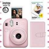 Instax Mini 12 Pembe Fotoğraf Makinesi 20'li Film ve Laporta Albüm Seti