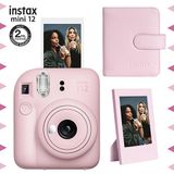 Instax Mini 12 Pembe Fotoğraf Makinesi Çerçeve ve 64'lü Kare Albüm Seti