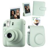 Instax Mini 12 Yeşil 10'lu Film Çerçeve Kare Albüm Deri Kılıf ve Fotoğraf Makinesi Seti