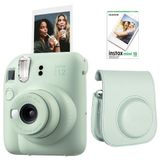 Instax Mini 12 Yeşil 10'lu Film Deri Çantalı ve Fotoğraf Makinesi Seti