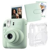 Instax Mini 12 Yeşil 10'lu Film Kare Albüm Şeffaf Kılıf ve Fotoğraf Makinesi Seti