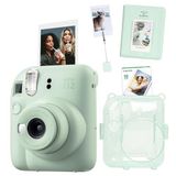 Instax Mini 12 Yeşil 10'lu Film Kıskaçlı Stand PVC Albüm Simli Pleksi Kılıf ve Fotoğraf Makinesi Seti